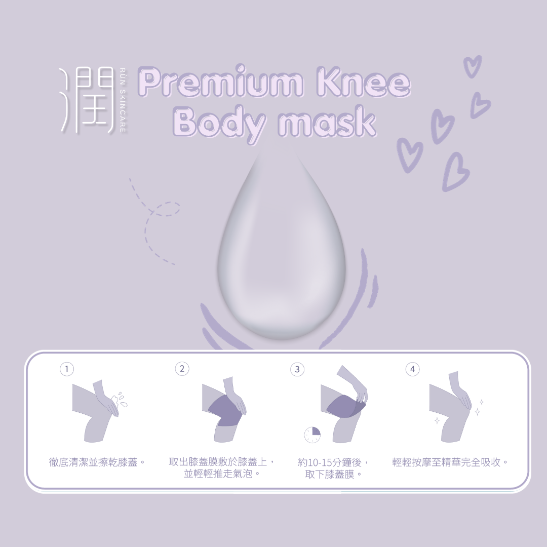 【$9.9福袋】潤 RÙN - 膝蓋膜 KNEE MASK(美白 | 滋潤 | 去黑去印 | 抗皺淡紋)【1盒 x 10片】