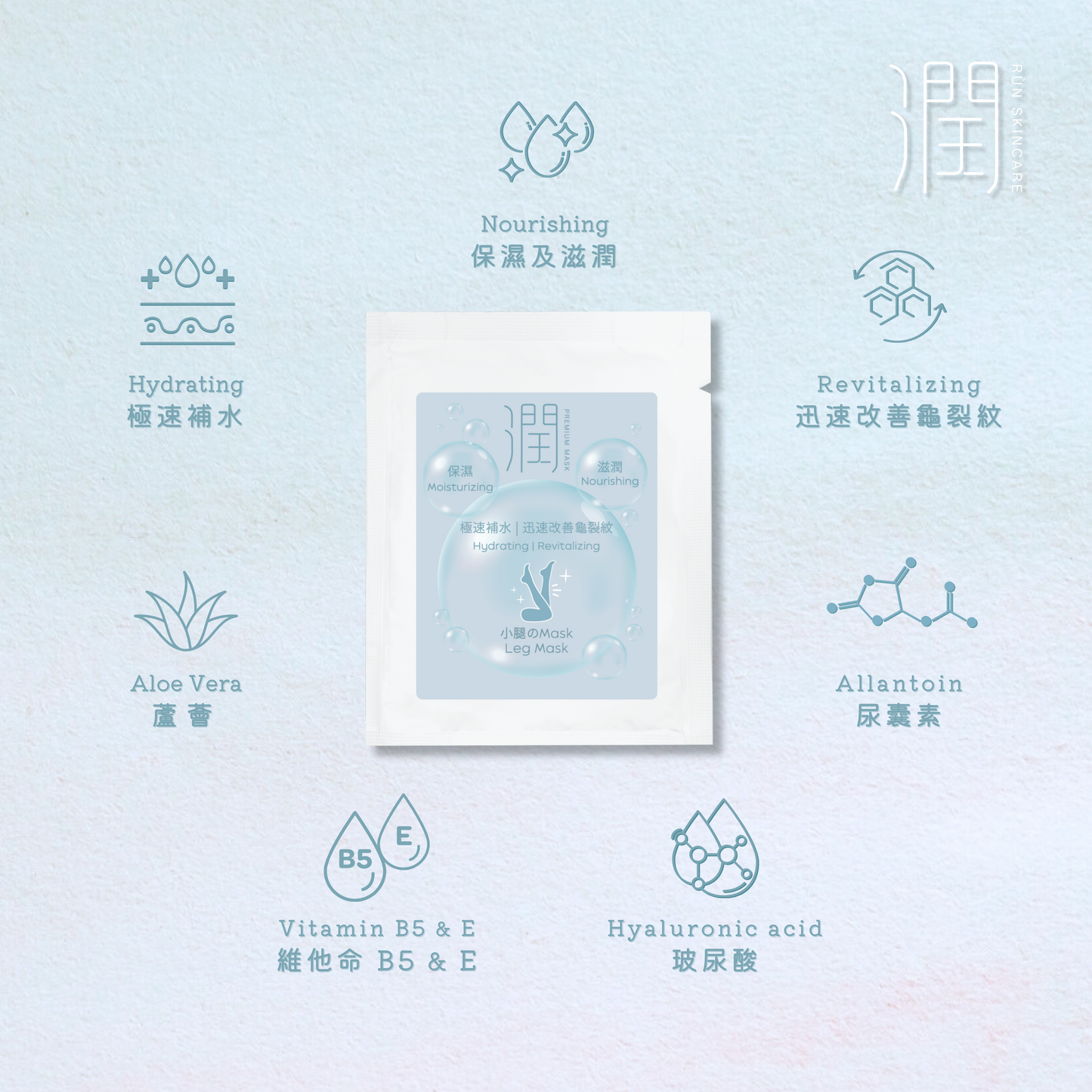 【$9.9福袋】潤 RÙN - 小腿膜 LEG MASK(保濕|滋潤|極速補水|迅速改善龜裂紋)【1盒 x 10片】
